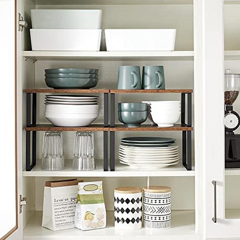 Pricenet 4 ripiani da cucina impilabili: salvaspazio, eleganti, durevoli  