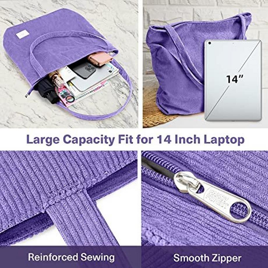 Only-bags.store Sac Bandoulière Cordon Fermeture Éclair Grand Shopper Fourre-tout Sac à Main  