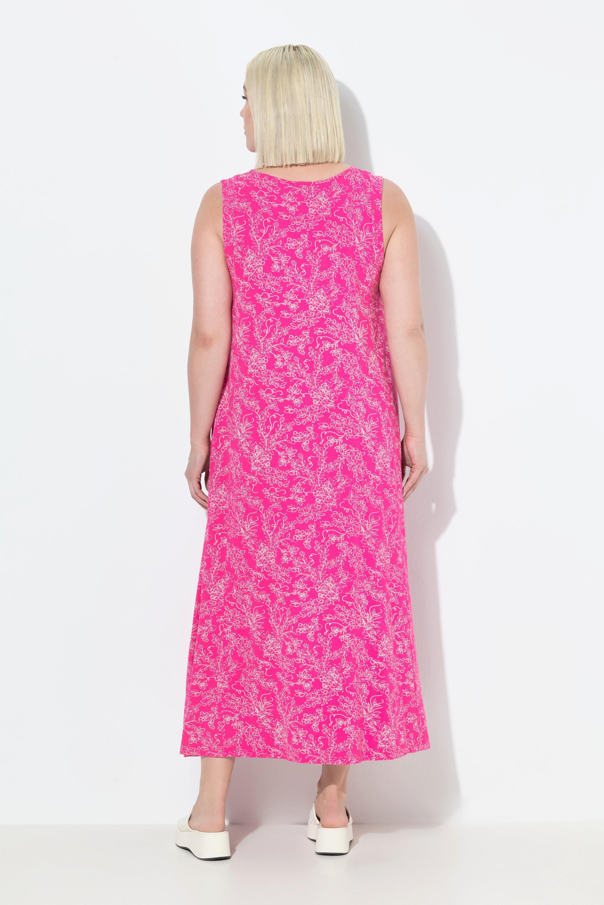 Ulla Popken Robe Maxi Imprimée A-Ligne Col V Sans Manches  