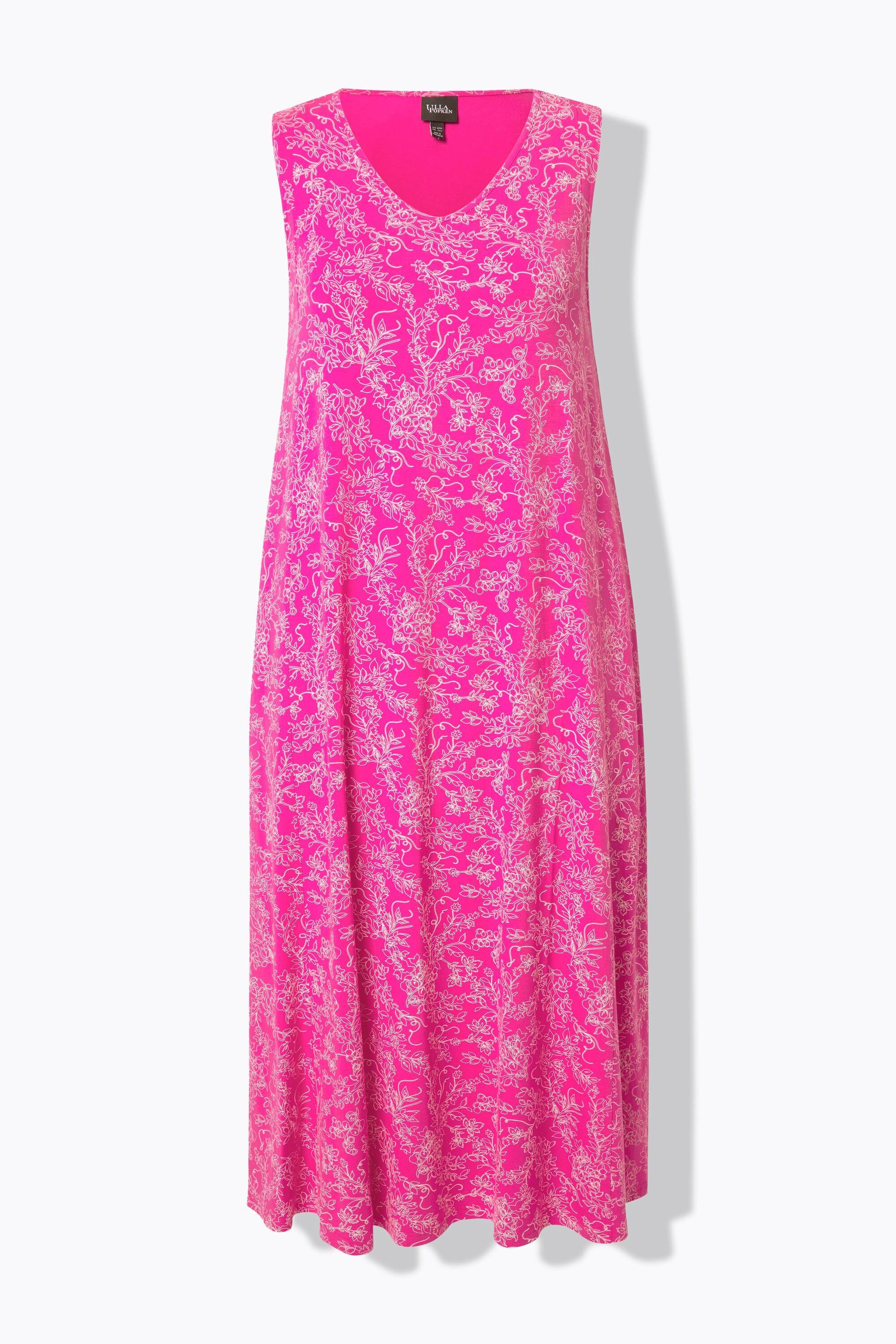 Ulla Popken Robe Maxi Imprimée A-Ligne Col V Sans Manches  