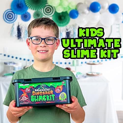 Activity-board  Dinosaur slime set, slime lab set to create glow-in-the-dark slime, butter slime and dino poop slime 