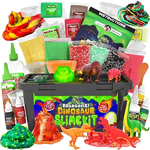 Activity-board  Dinosaur slime set, slime lab set to create glow-in-the-dark slime, butter slime and dino poop slime 