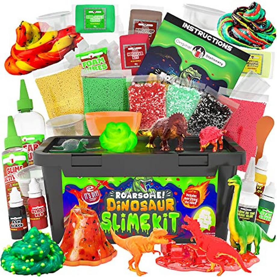 Activity-board  Ensemble de slime de dinosaure, ensemble de laboratoire de slime pour créer du slime qui brille dans le noir, du slime au beurre et du slime de crottes de dinosaure 