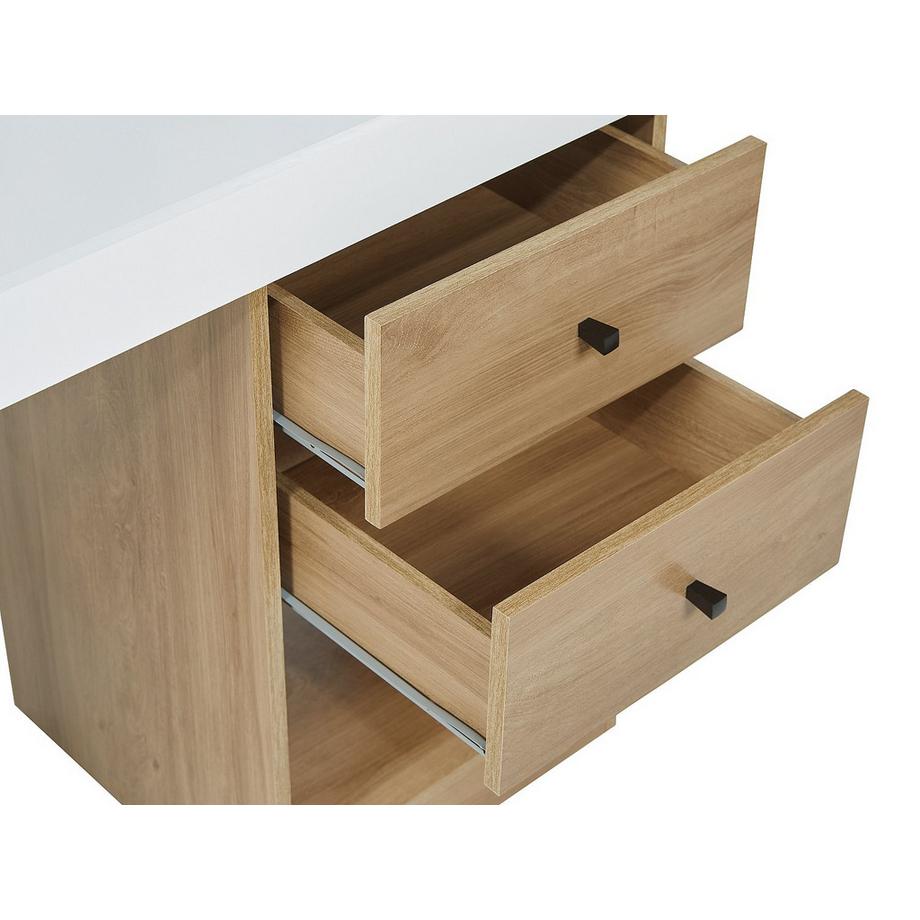 Vente-unique Bureau extensible EVAN 2 tiroirs 1 niche Chêne  