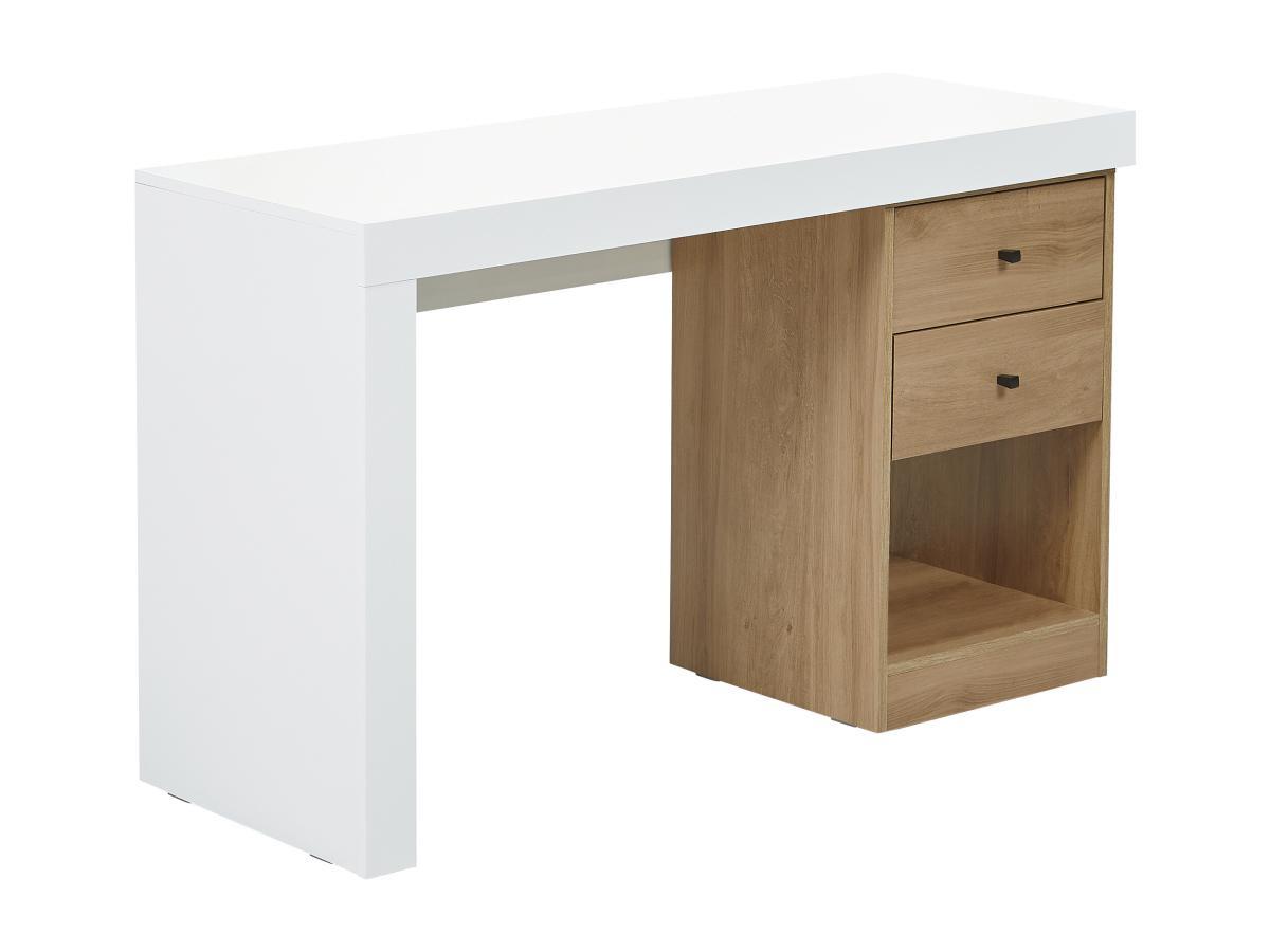 Vente-unique Schreibtisch ausziehbar mit 2 Schubladen 1 Ablage Eichefarben EVAN  