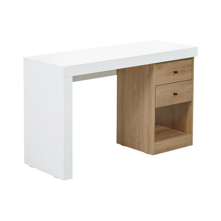Bureau extensible EVAN 2 tiroirs 1 niche Chêne