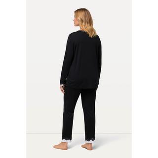 Ulla Popken Pigiama Pizzo Girocollo Maniche Lunghe  