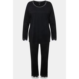 Ulla Popken Pigiama Pizzo Girocollo Maniche Lunghe  