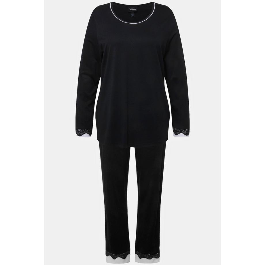 Ulla Popken Pyjama Dentelle Col Rond Manches Longues  