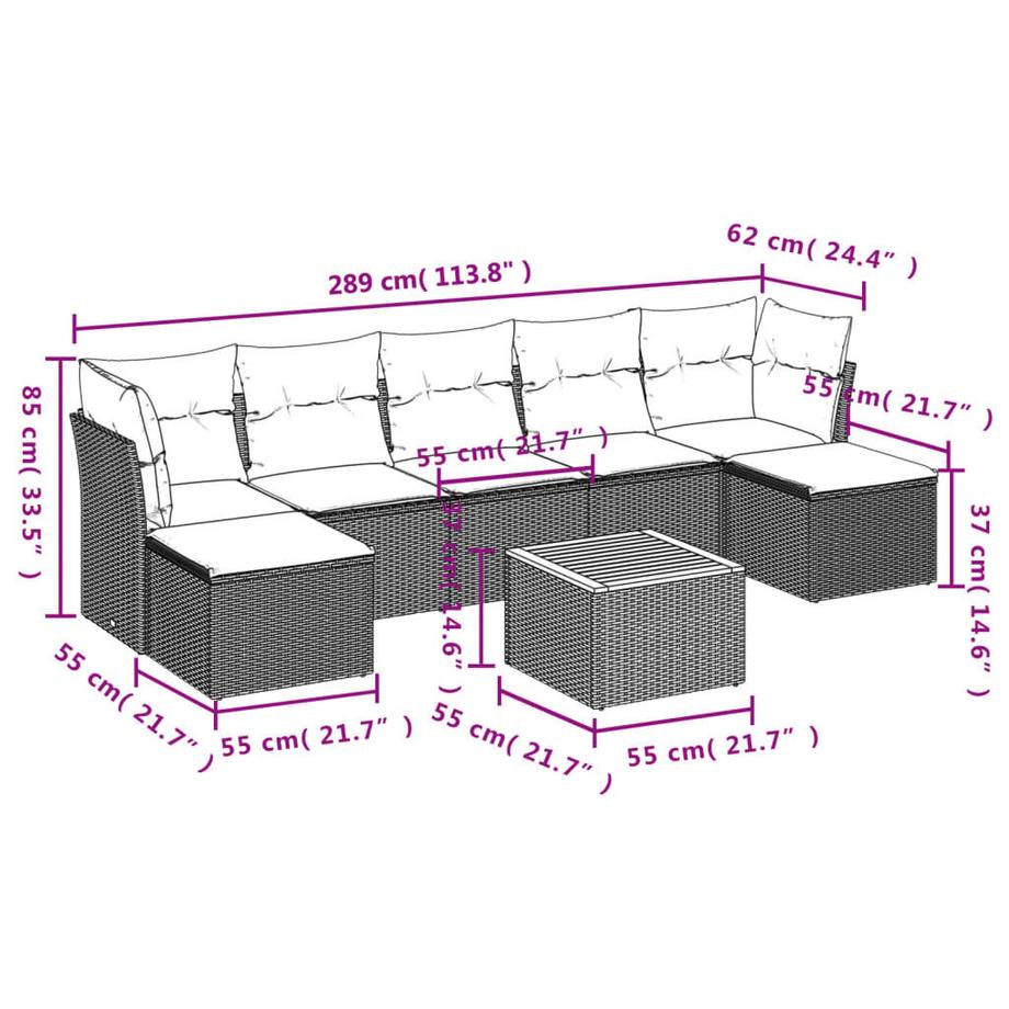 VidaXL set divano da giardino Polirattan  