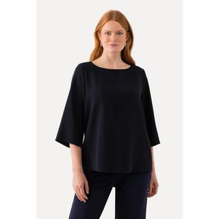 Ulla Popken  Blouse en triacétate. Décolleté rond et manches 3/4. Coupe Boxy Fit. 