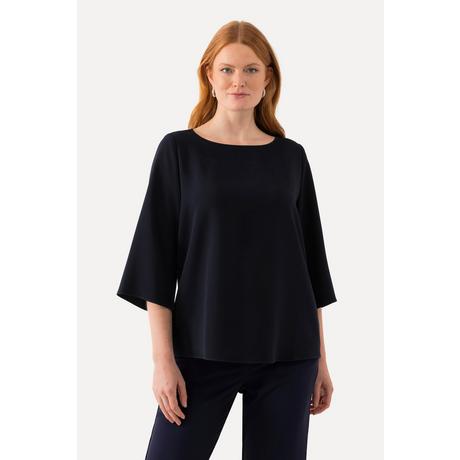 Ulla Popken  Blouse en triacétate. Décolleté rond et manches 3/4. Coupe Boxy Fit. 