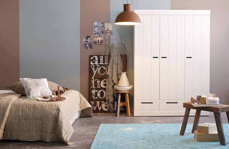 mutoni Armoire Connect 3 portes 3 tiroirs, pin blanc (FSC)  