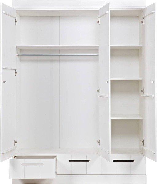 mutoni Kleiderschrank Connect 3-türig 3 Schubladen Kiefer FSC weiss  