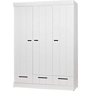 mutoni Armoire Connect 3 portes 3 tiroirs pin FSC blanc  