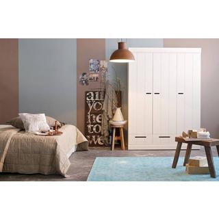 mutoni Armoire Connect 3 portes 3 tiroirs pin FSC blanc  