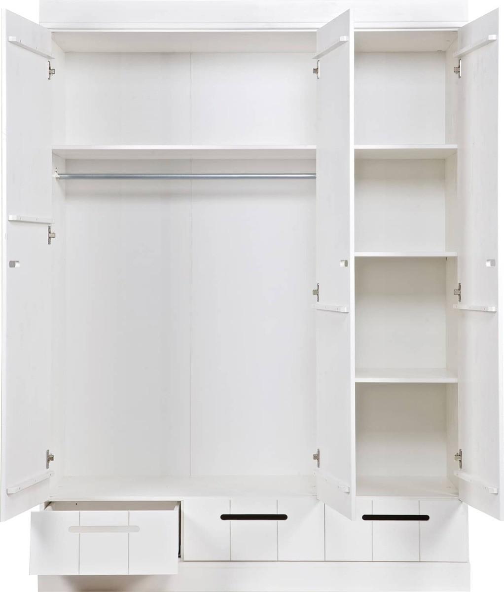 mutoni Armoire Connect 3 portes 3 tiroirs pin FSC blanc  