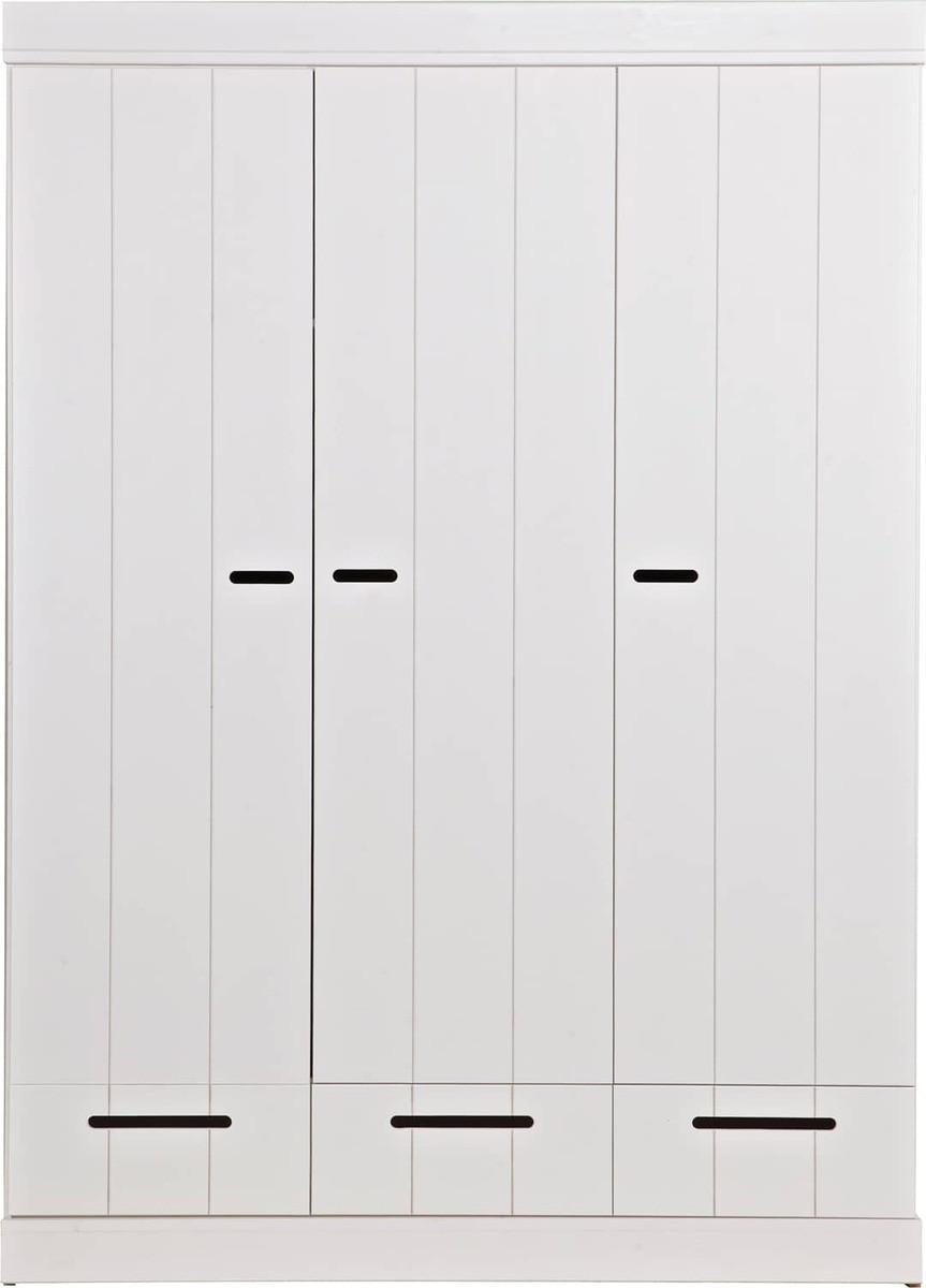 mutoni Armoire Connect 3 portes 3 tiroirs pin FSC blanc  