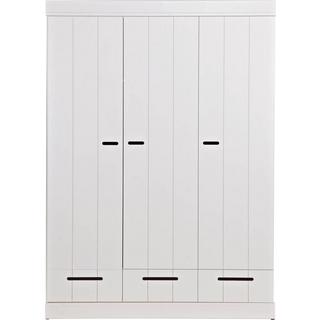 mutoni Armoire Connect 3 portes 3 tiroirs pin FSC blanc  