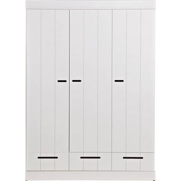 Armoire Connect 3 portes 3 tiroirs pin FSC blanc