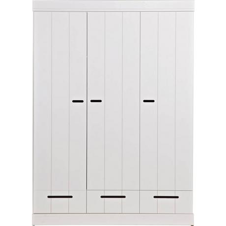 mutoni Armoire Connect 3 portes 3 tiroirs pin FSC blanc  