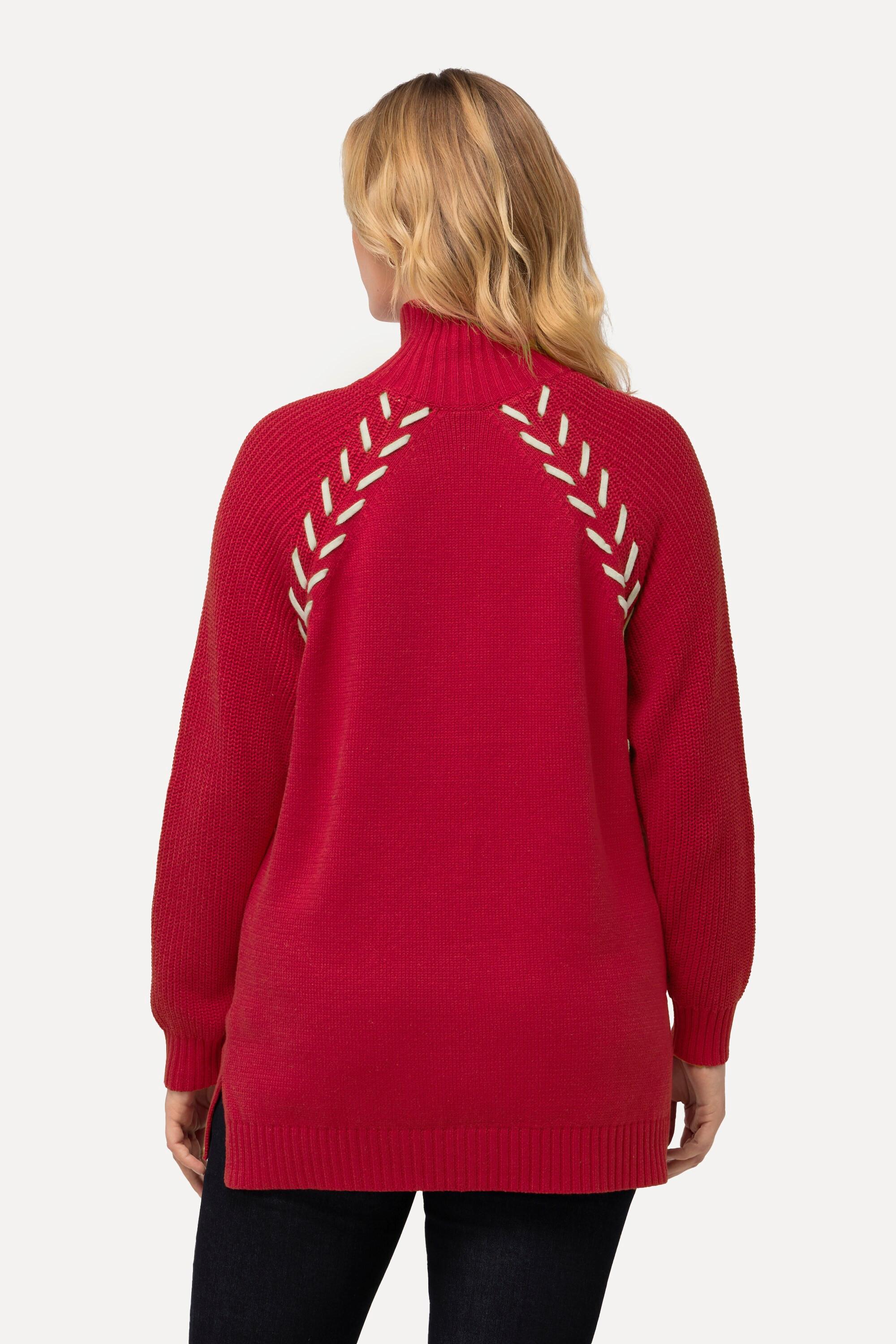 Ulla Popken  Pullover, Schmuckbänder, Stehkragen, Langarm 