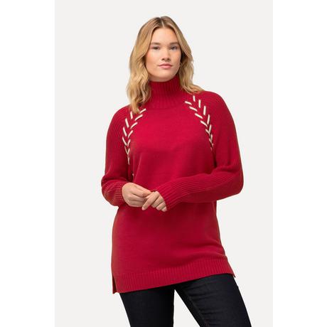 Ulla Popken  Pullover, Schmuckbänder, Stehkragen, Langarm 