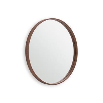 Miroir rond plaqué noyer Ø80 cm