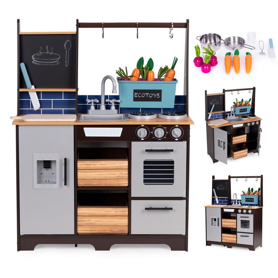 MST  Große Kinderküche aus Holz mit Lebensmittelgeschäft und ECOTOYS-Zubehör 