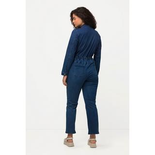 Ulla Popken  Jeans-Boilersuit, Jeans-Overall, Hemdkragen, Langarm 