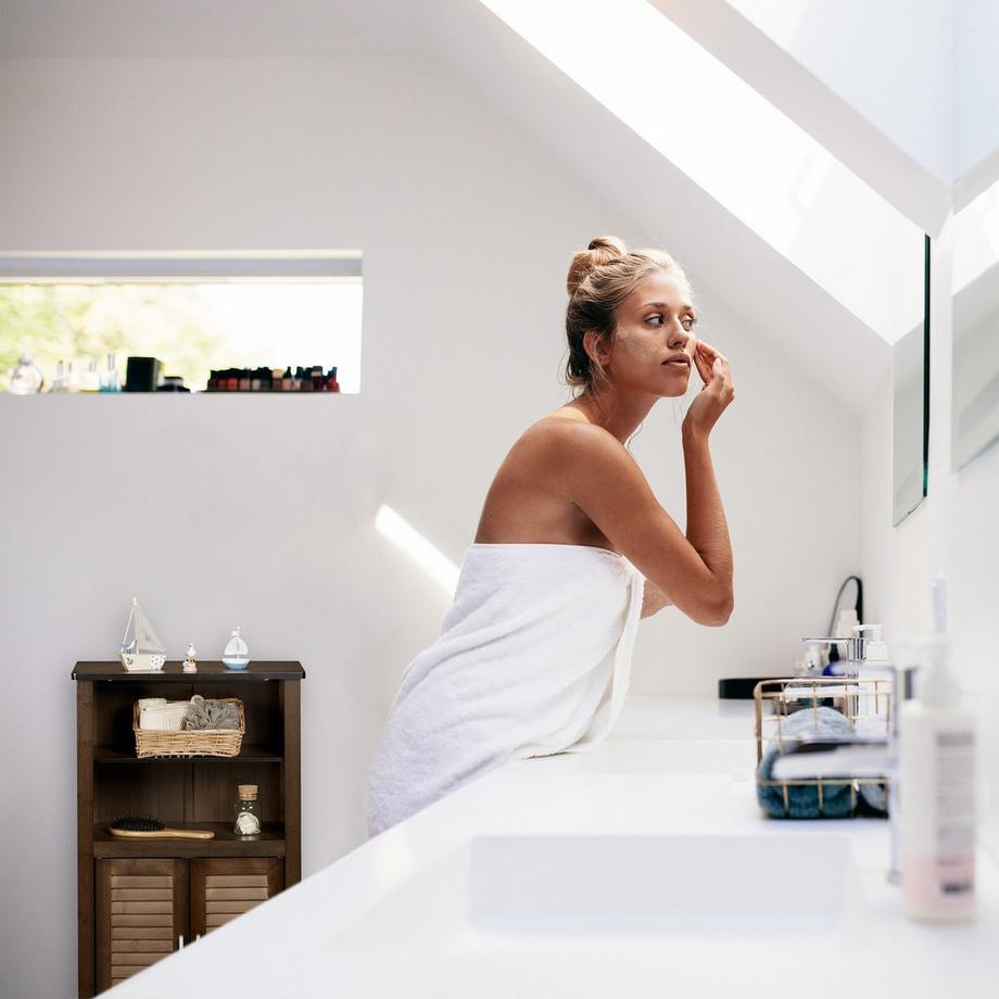 B2X Badezimmerschrank dunkelbraun LAMELL  