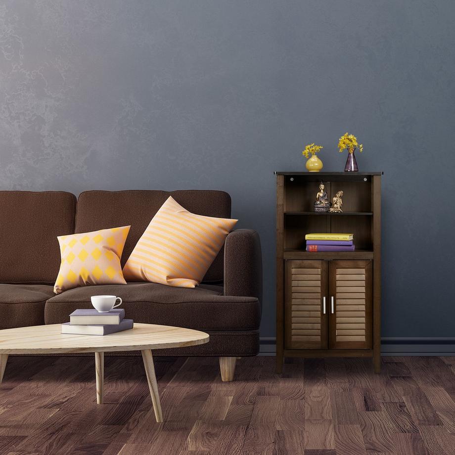 B2X Badezimmerschrank dunkelbraun LAMELL  