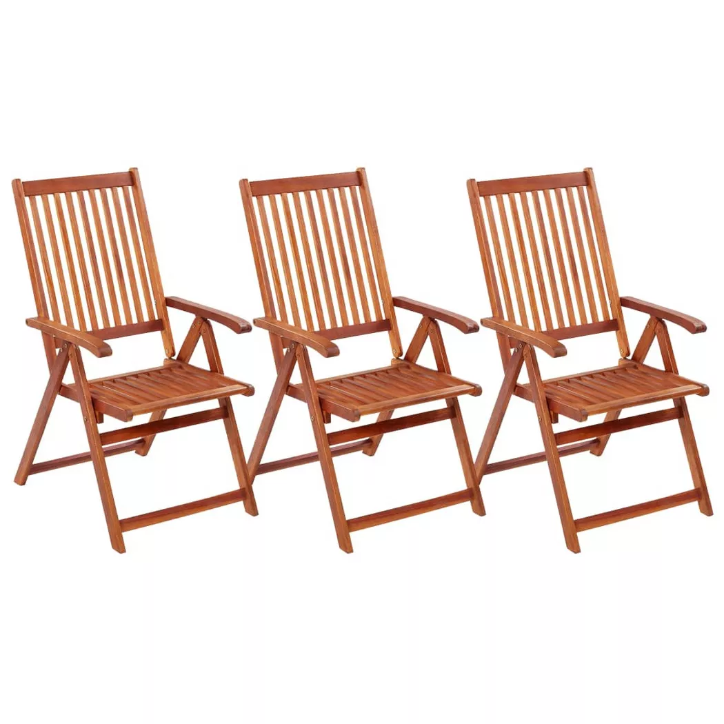 Chaises pliables de jardin lot de 3 Bois d acacia solide