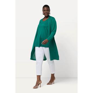 Ulla Popken  Cardigan long à encolure en V et col montant, paillettes 