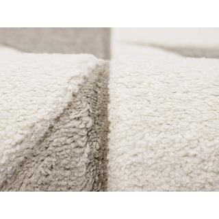 Vente-unique  Tapis géométrique en relief - 160 x 230 cm - Gris et beige - GRAFITA 