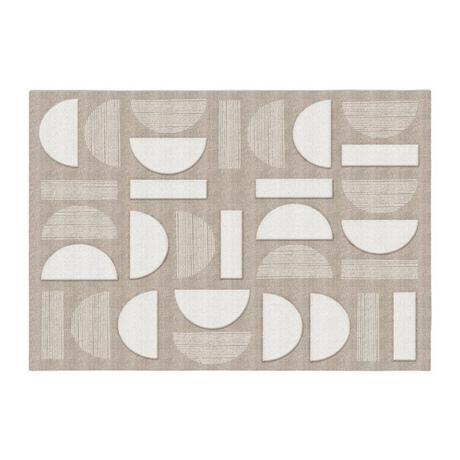 Vente-unique  Tapis géométrique en relief - 160 x 230 cm - Gris et beige - GRAFITA 