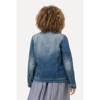 Ulla Popken  Jeansjacke, Streifen, Hemdkragen, Knopfleiste 