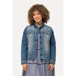 Ulla Popken  Jeansjacke, Streifen, Hemdkragen, Knopfleiste 