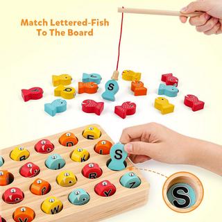 Activity-board  Jeu de pêche magnétique en bois, jouet pour la motricité fine Puzzle de tri des couleurs de l'alphabet ABC 