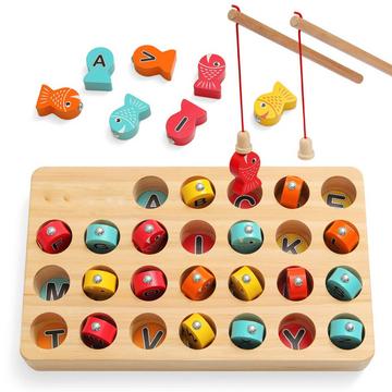 Jeu de pêche magnétique en bois, jouet pour la motricité fine Puzzle de tri des couleurs de l'alphabet ABC