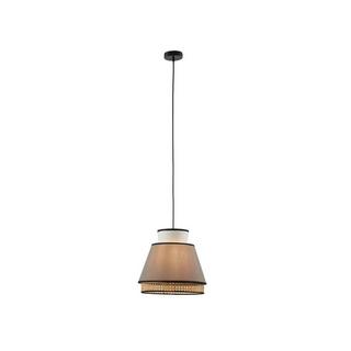 Vente-unique Suspension scandinave cannage- Naturel et Taupe - D.35 x H.120 cm - KLAUS  