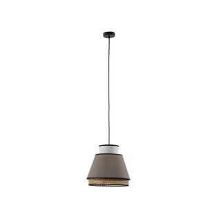 Vente-unique Suspension scandinave cannage- Naturel et Taupe - D.35 x H.120 cm - KLAUS  