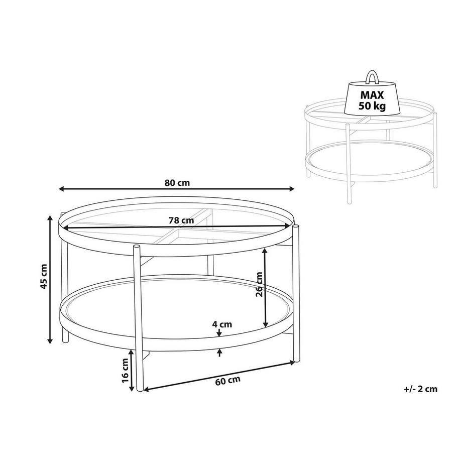 Beliani Table basse en Verre de sécurité Boho RENO  