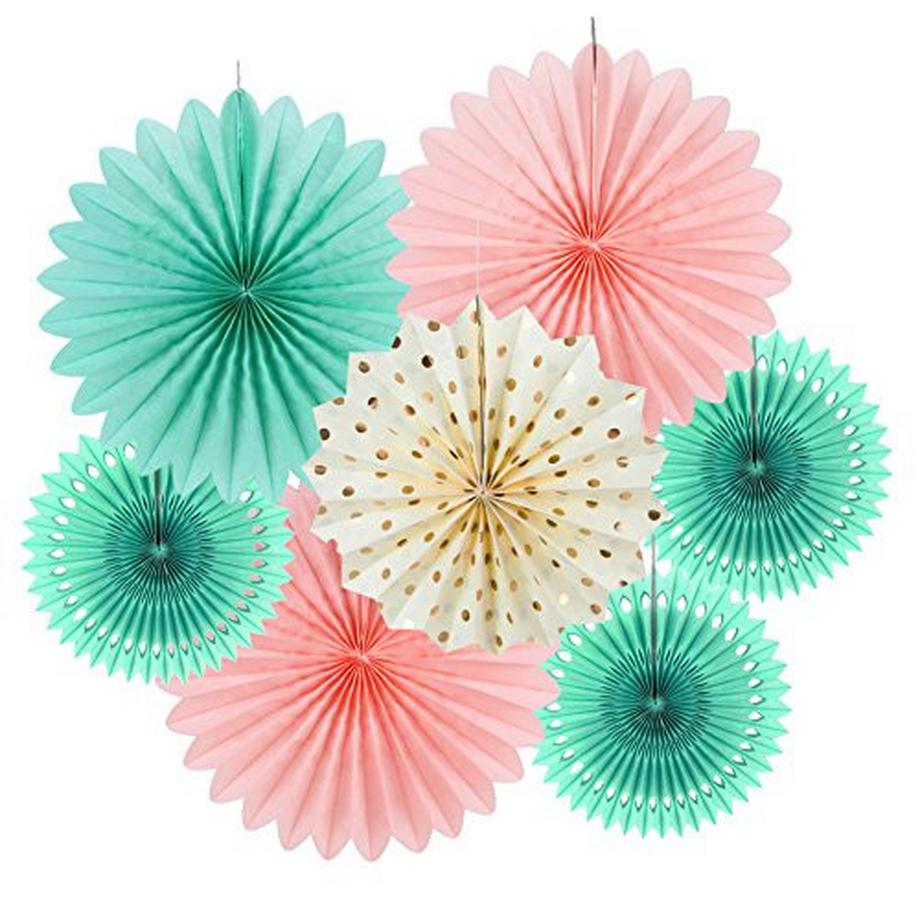 Alopini  Satz von 7 Papier Dekoration Fan Hochzeit Geburtstag Dekoration 