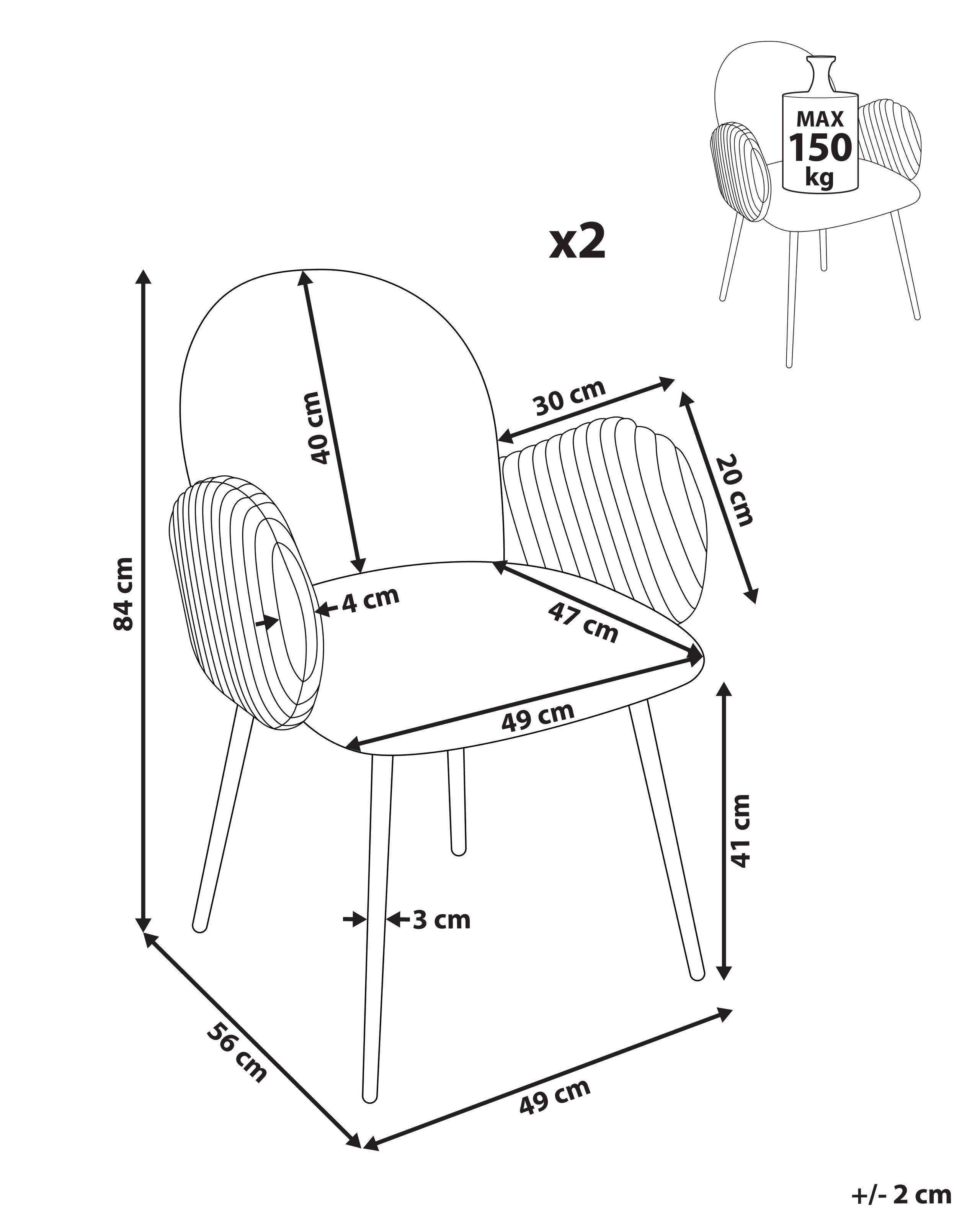 Beliani Lot de 2 chaises de salle à manger en Tissu Rétro AMITY  