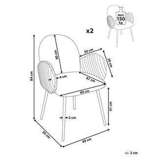 Beliani Lot de 2 chaises de salle à manger en Tissu Rétro AMITY  