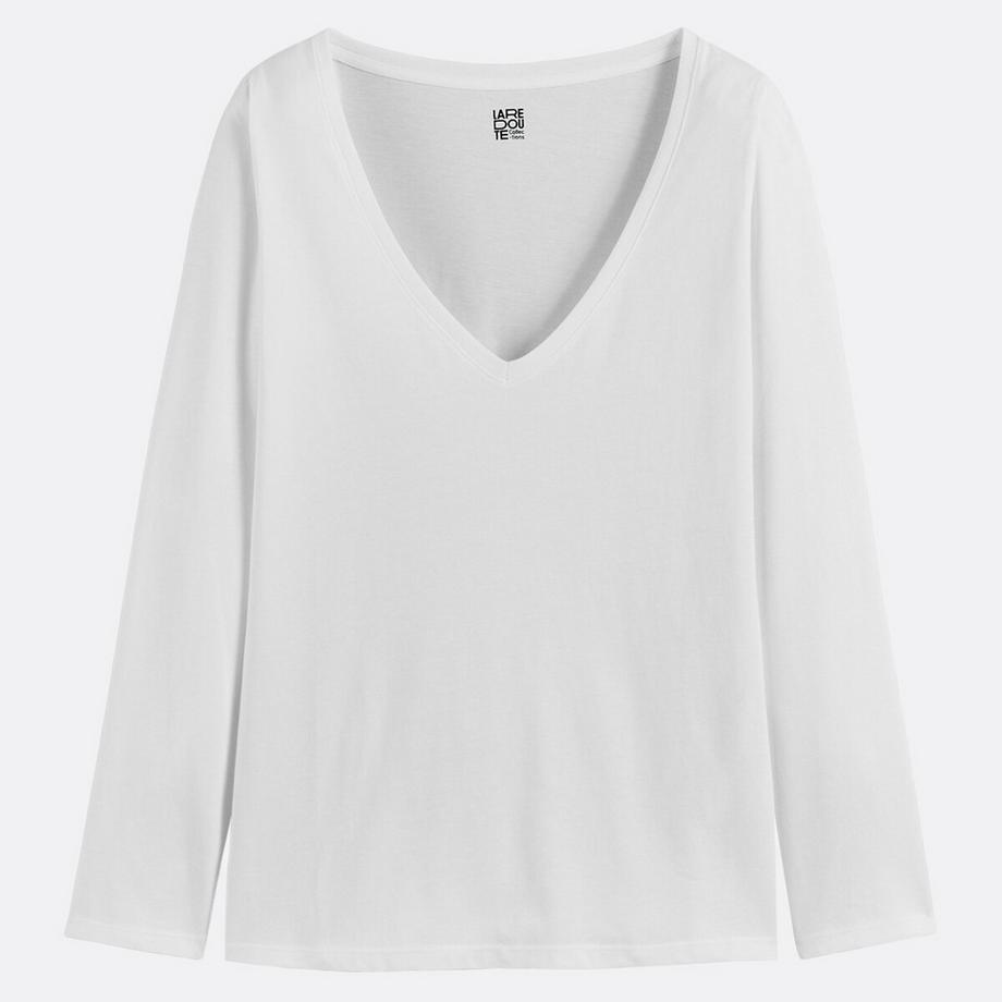 La Redoute Collections Bio-Baumwolle Langarm V-Ausschnitt Shirt  