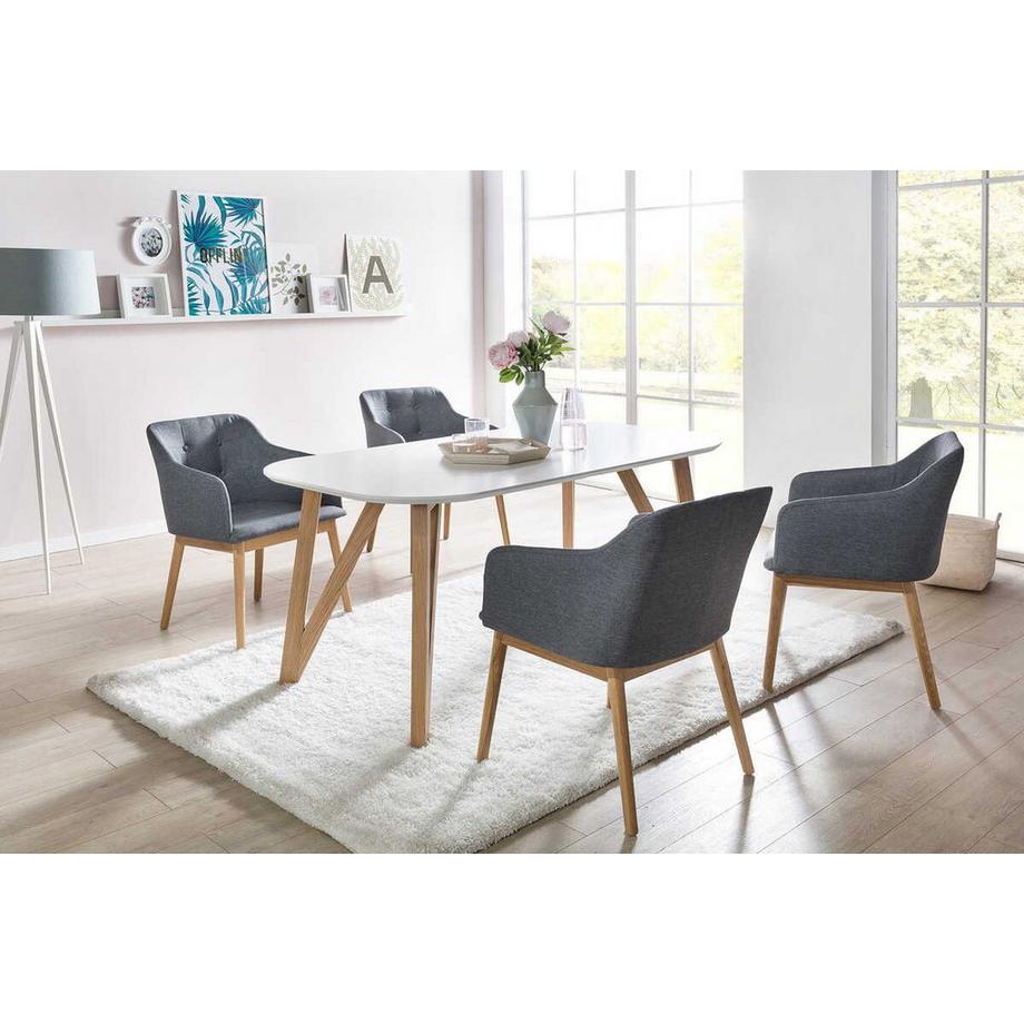 mutoni Esstisch 180x90x76cm weiss Eiche  