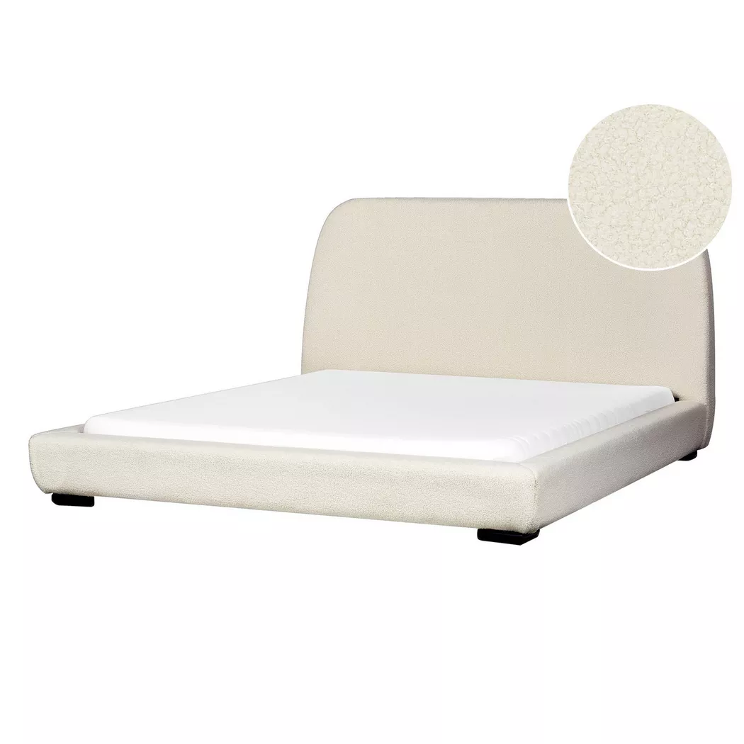 Beliani - Wasserbett aus Bouclé  ROISEL, Pearl