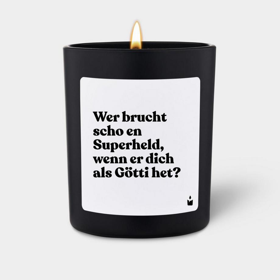 CandleHand Bougie Parfumée Woody Wer brucht scho en Superheld, wenn er dich als Götti het?  
